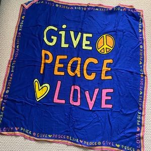 Square 40x40 scarf, “GIVE PEACE LOVE”